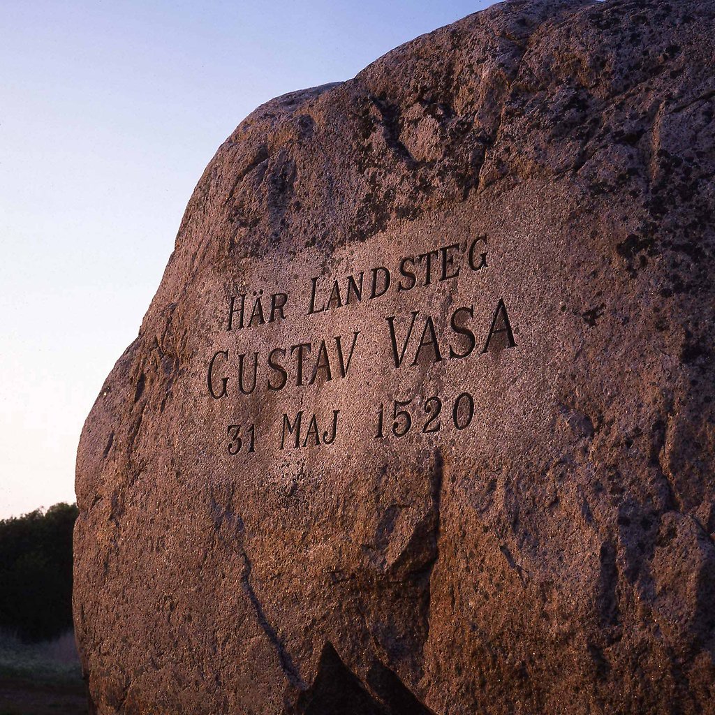 Gustav Vasa-stenen med inskription Här landsteg Gustav Vasa 31 maj 1520.