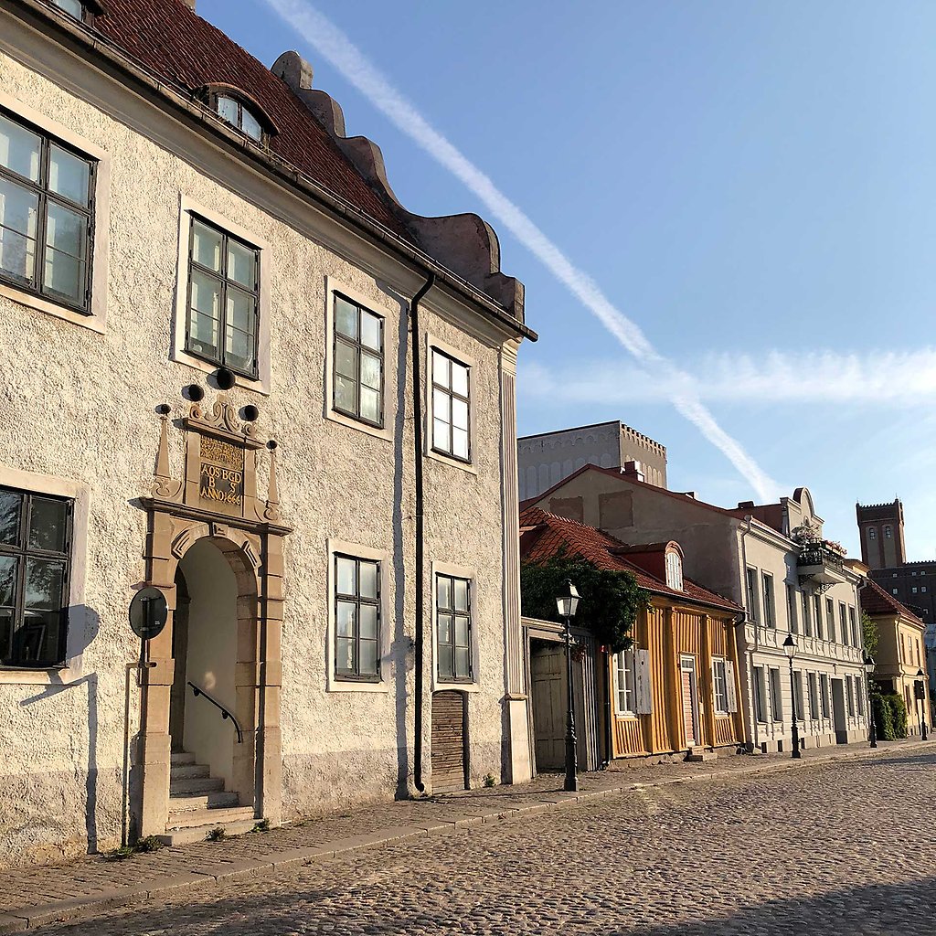 Old buildings along the small square. 