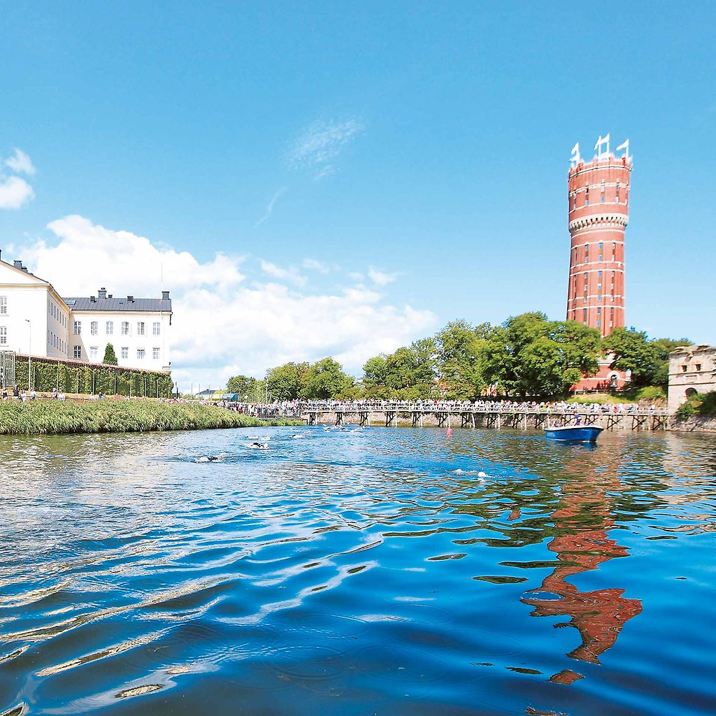 The prison, the water tower and the western gate along the channel on a sunny summerday. 
